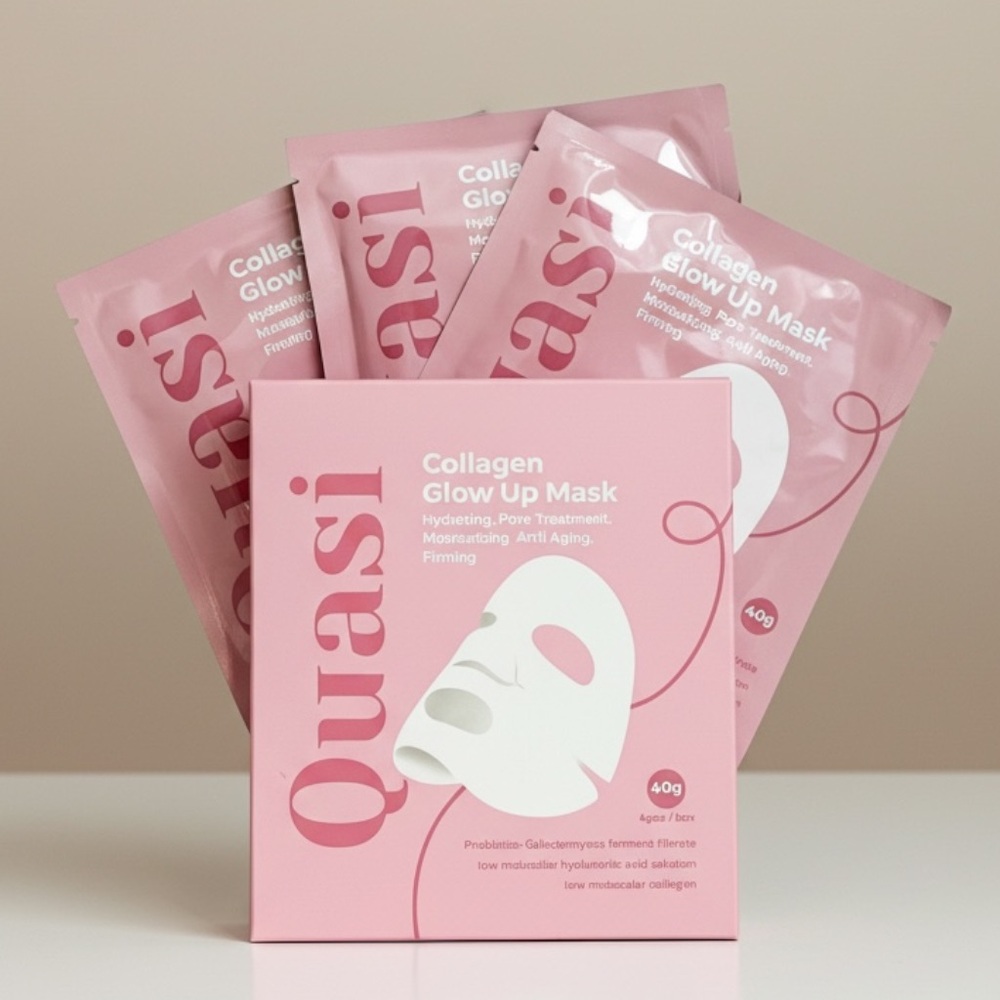 Quasi Collagen Glow Up Sheet Mask Set (3 Pack) Anti-Aging Facial Masks NEW - Picture 8 of 9